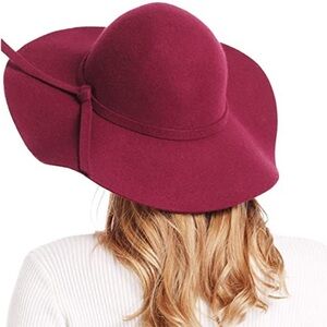 Women Ladies Wool Floppy Felt Fedora Wide Brim Hat Vintage Style